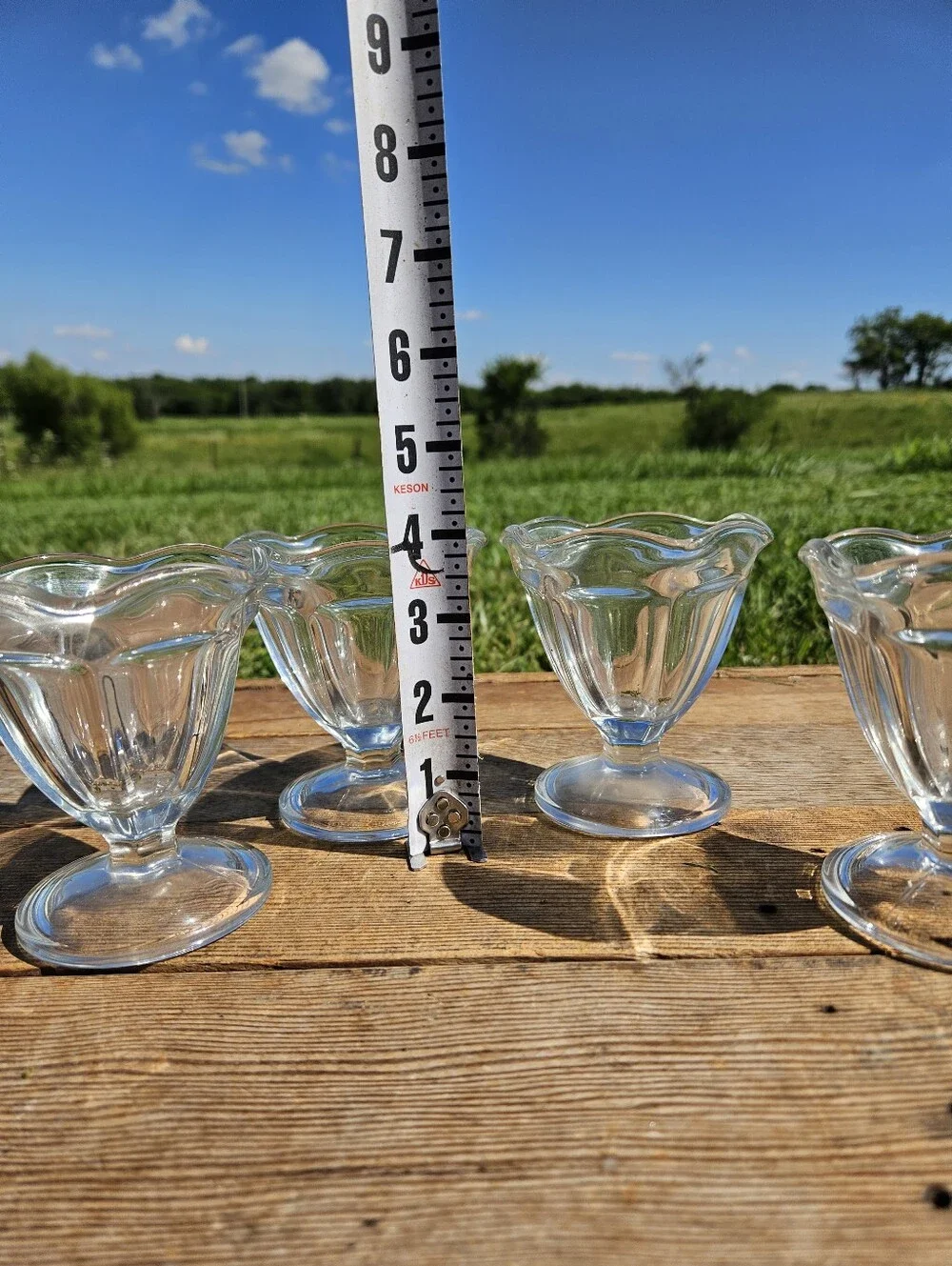 Vintage Retro MCM Anchor Hocking Tulip Glass Ice Cream Sundae Dessert Cups Set 4